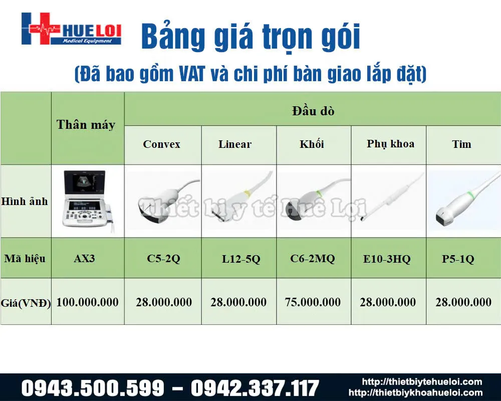 Giá máy và đầu dò máy siêu âm AX3