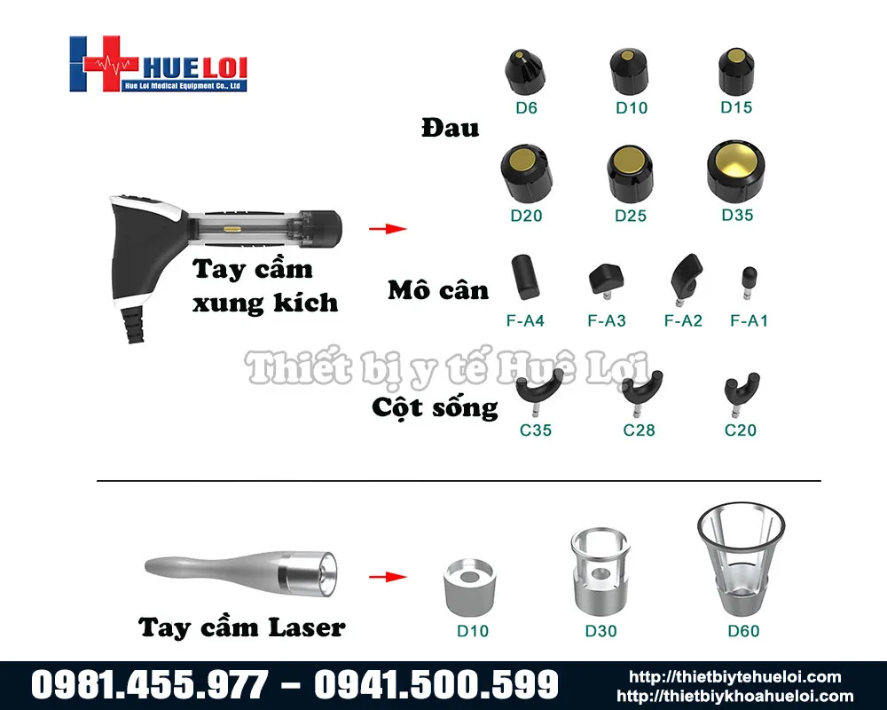 Tay cầm trị liệu của máy xung kích kết hợp laser