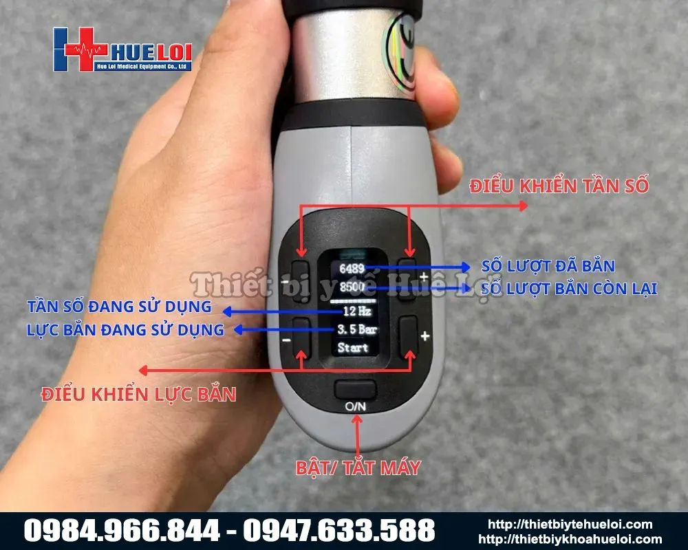 Chi tiết tay cầm điều trị của máy xung kích T703