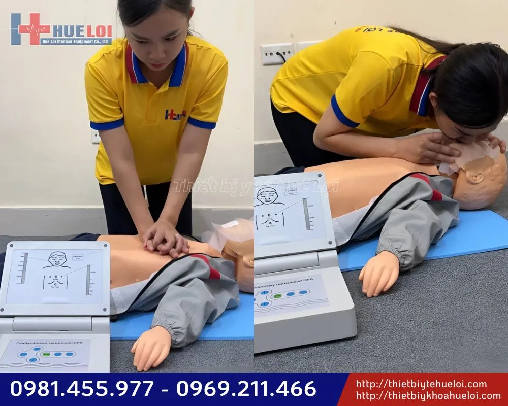 Mô hình thực hành cấp cứu cpr trẻ em có monitor