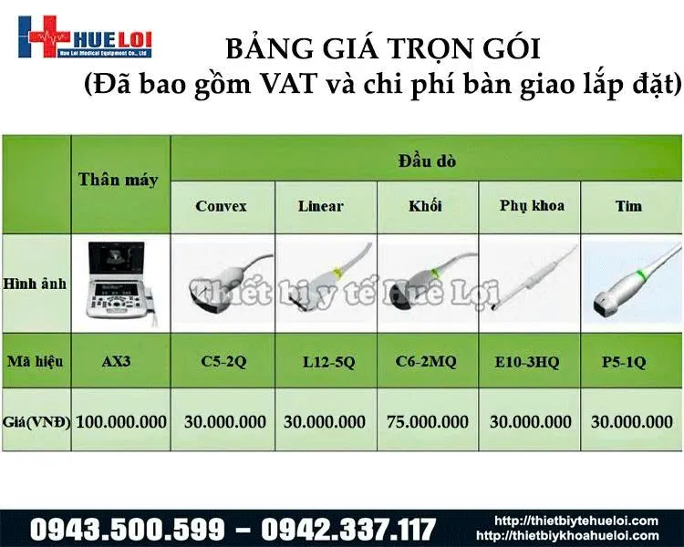 Giá máy và đầu dò máy siêu âm AX3