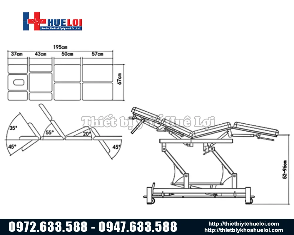 Kích thước giường tác động cột sống EL10