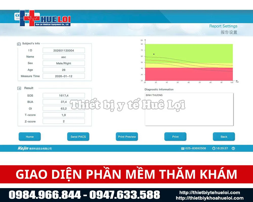 Phần mềm của máy đo mật độ xương gót chân