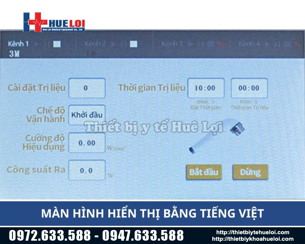 giao diện hiển thị của máy siêu âm trị liệu đa tần haobro