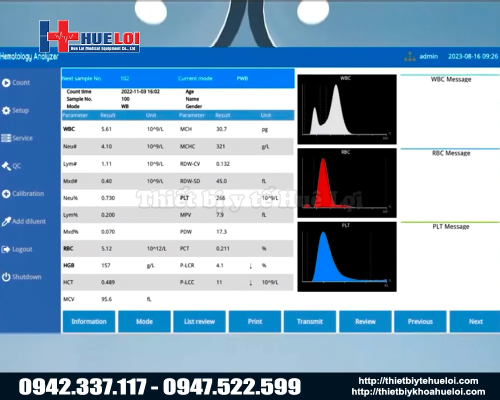 bảng kết quả xét nghiệm máu thú y tự động