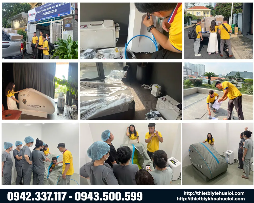 Huê Lợi bàn giao lắp đặt buồng oxy cao áp cho phòng khám