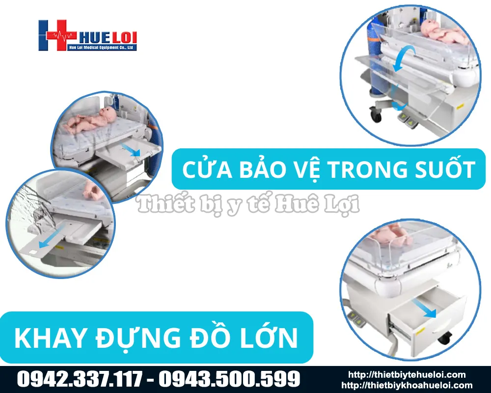 Tính năng an toàn giường sưởi ấm cho trẻ sơ sinh ecosy 830