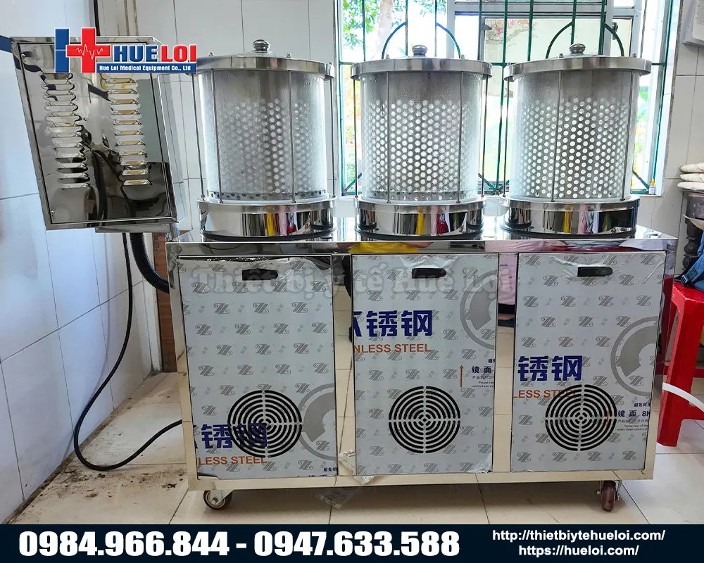 Máy sắc dược liệu và đóng túi ba nồi đun cao cấp
