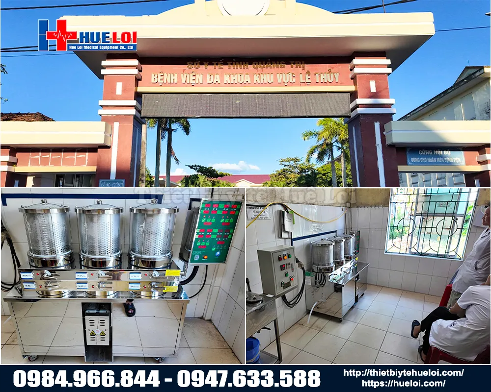 Huê Lợi bàn giao máy sắc thuốc ba nồi đun cho bệnh viện đa khoa khu vực Lệ Thủy tỉnh Quảng Trị